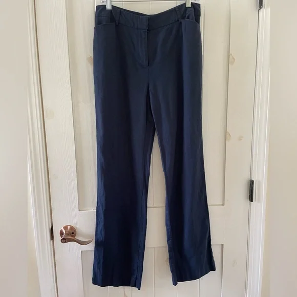 Women’s Cato Hi-Rise Strait leg Linen Blend Navy Pants Trousers size 10 - Picture 2 of 8